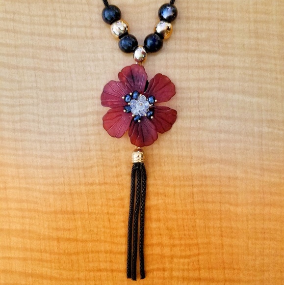 AUTHENTIC Indian floral long chain necklace - Picture 2 of 2